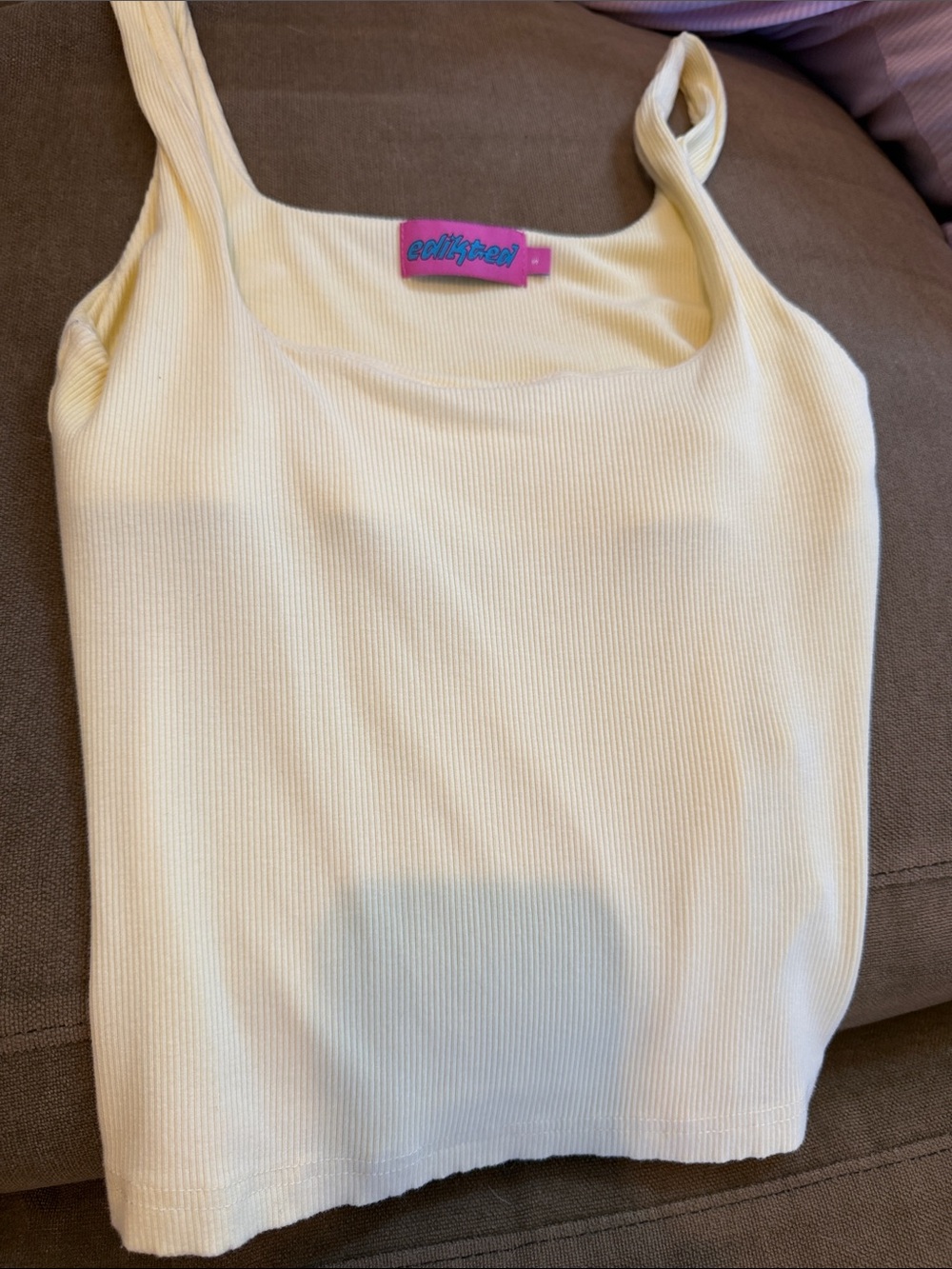 Edikted yellow Ribbed Tank Top